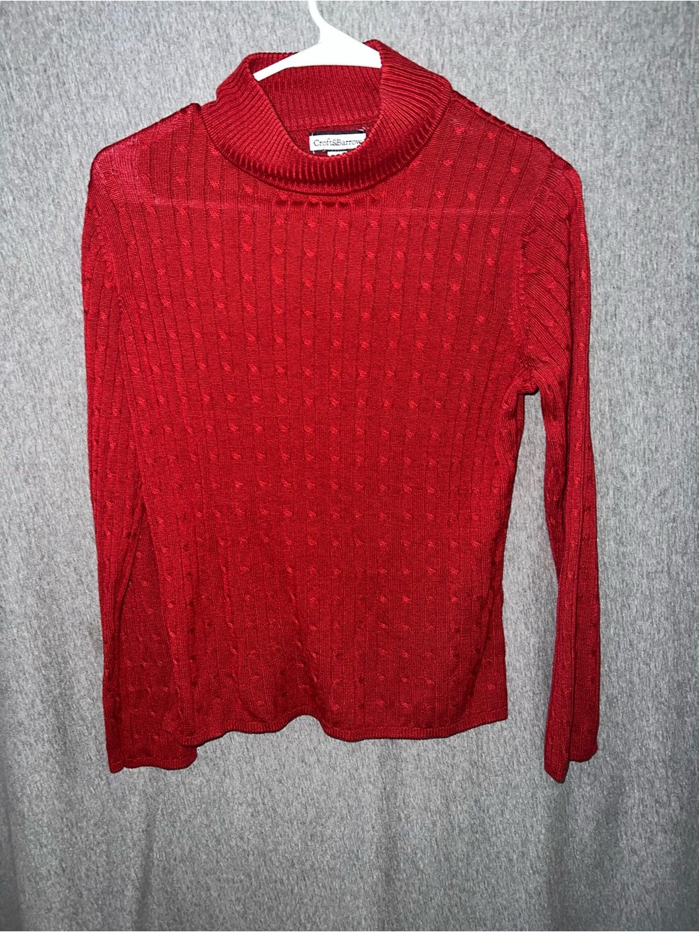 croft & barrow Red Cable-Knit Turtleneck Sweater